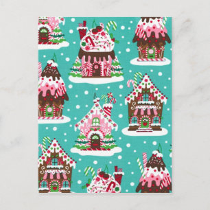 Cheerful Christmas gingerbread house Holiday Postcard