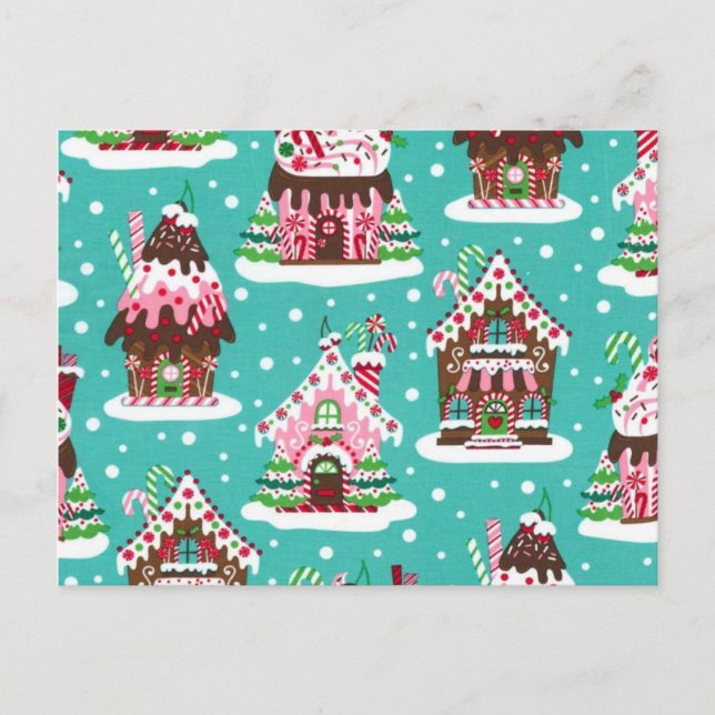 Cheerful Christmas gingerbread house Holiday Postcard (Front)
