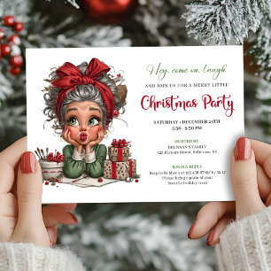 Cheerful Christmas Grandma Comic Party Invitation