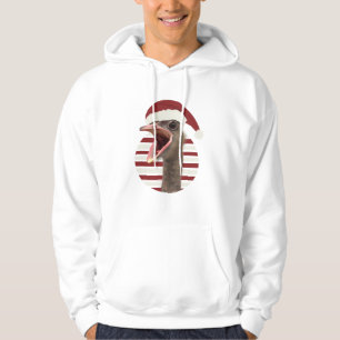 Cheerful Christmas Ostrich With Santa Hat Hoodie