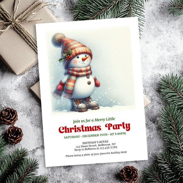 Cheerful Christmas snowman invite kids editable (Cheerful Christmas snowman invite kids joy editable

)