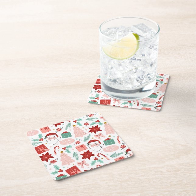 Cheerful Christmas  Square Paper Coaster (Insitu)