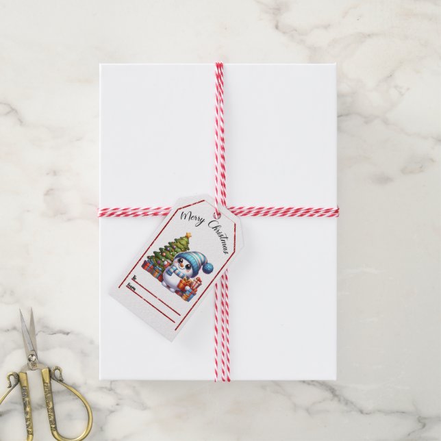 Cheerful Christmas tags with snowman & tree (With Twine)