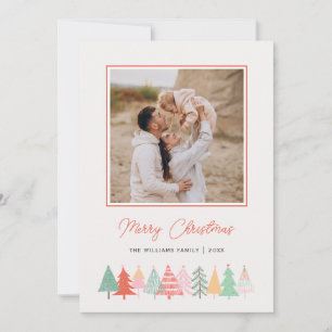 Cheerful Christmas Trees Cosy Photo Holiday Card