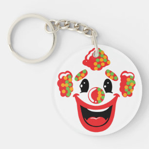 Cheerful Clown with Colourful Hair Key Ring