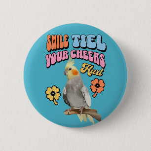 Cheerful Cockatiel Parrot  6 Cm Round Badge