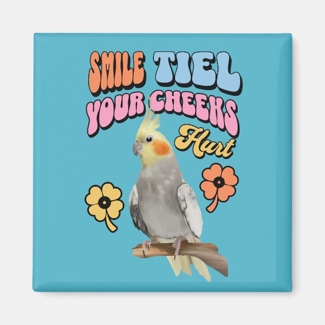 Cheerful Cockatiel Parrot  Magnet (Front)