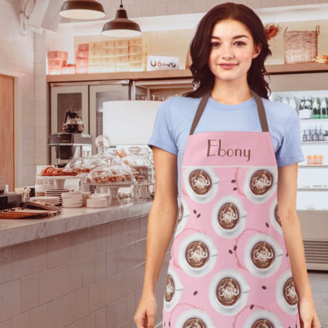 Cheerful coffee time pink apron (Creator Uploaded)