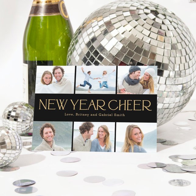 Cheerful Collage Happy New Year Photo Card (Creator Uploaded)