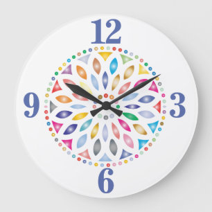 Cheerful Colorful Mandala Design Large Clock