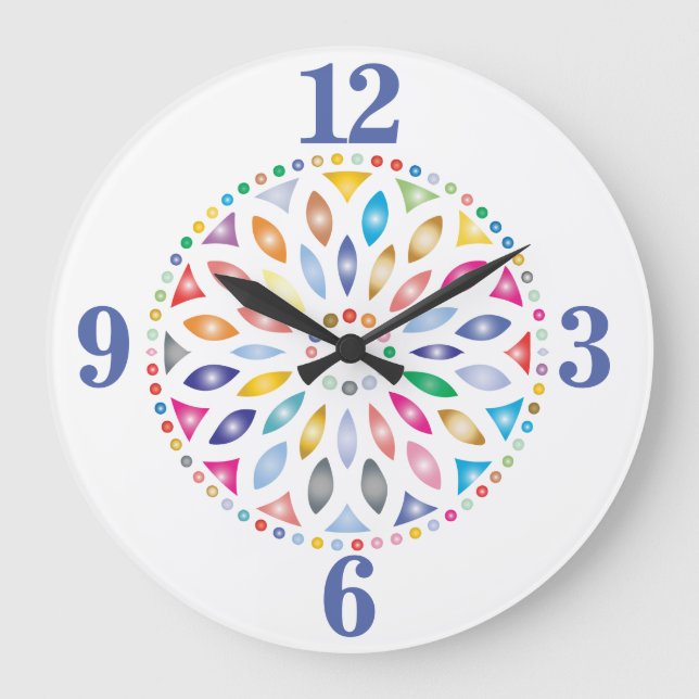 Cheerful Colorful Mandala Design Large Clock (Front)
