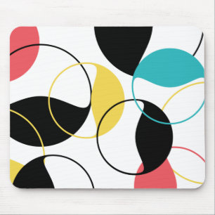 Cheerful, colorful trendy geometric circle pattern mouse mat