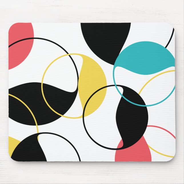 Cheerful, colorful trendy geometric circle pattern mouse mat (Front)