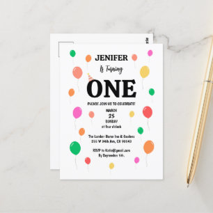 cheerful colourful balloon birthday postcard