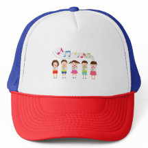Cheerful Colourful Cartoon Kids Singing Music Illu
