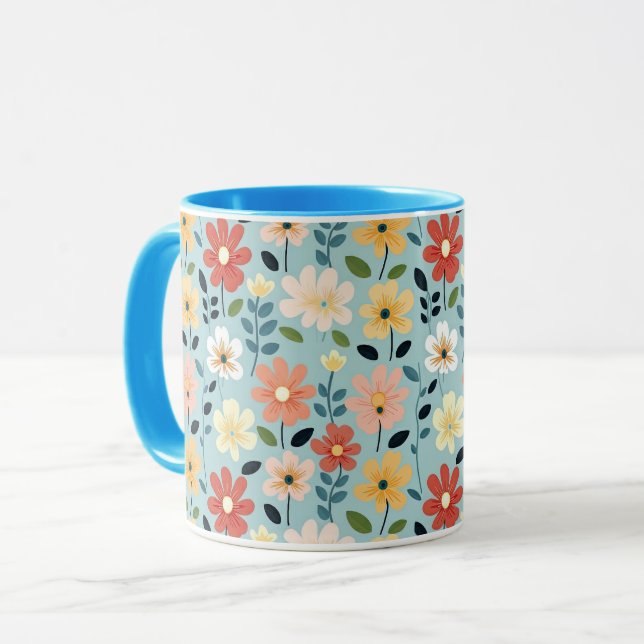 Cheerful Colourful Ditsy Floral Mug (Front Left)