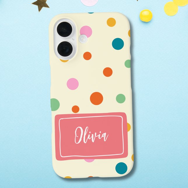 Cheerful Colourful Dots Personalised Case-Mate iPhone Case (Creator Uploaded)