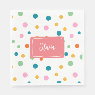 Cheerful Colourful Dots Personalised Napkin