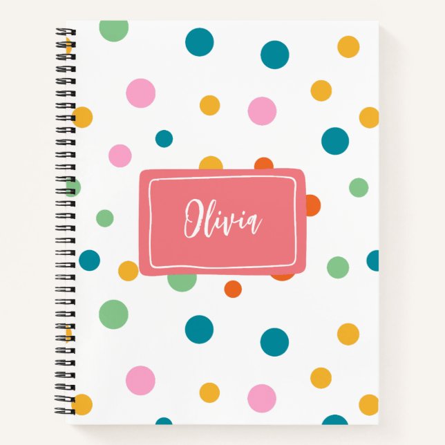 Cheerful Colourful Dots Personalised Notebook (Front)