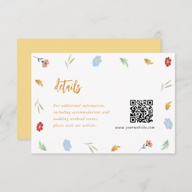 Cheerful Colourful Floral Details Enclosure Cards (Front/Back)