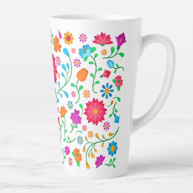 Cheerful colourful folk art pattern  latte mug (Right)
