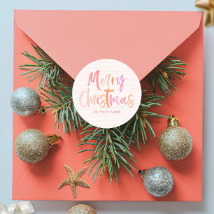 Cheerful Colourful Merry Christmas Personalised Classic Round Sticker
