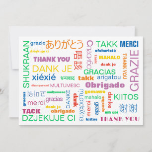 Cheerful Colourful Multilingual Thank You Card