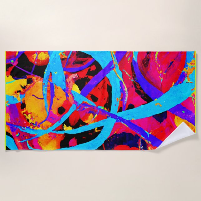 Cheerful Colourful Pattern Play Beach Towel (Front)