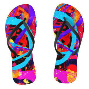 Cheerful Colourful Pattern Play Flip Flops