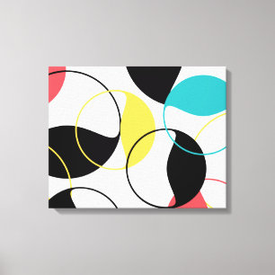 Cheerful, colourful trendy geometric circle patter canvas print