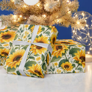 Cheerful Contemporary Sunflower Garden Wrapping Paper