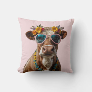 Cheerful Cow With Sunglasses Cushion