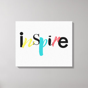 Cheerful, creative, modern typography of Inspire Canvas Print