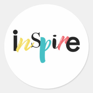 Cheerful, creative, modern typography of Inspire Classic Round Sticker