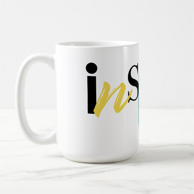 Cheerful, creative, modern typography of Inspire Coffee Mug (Left)