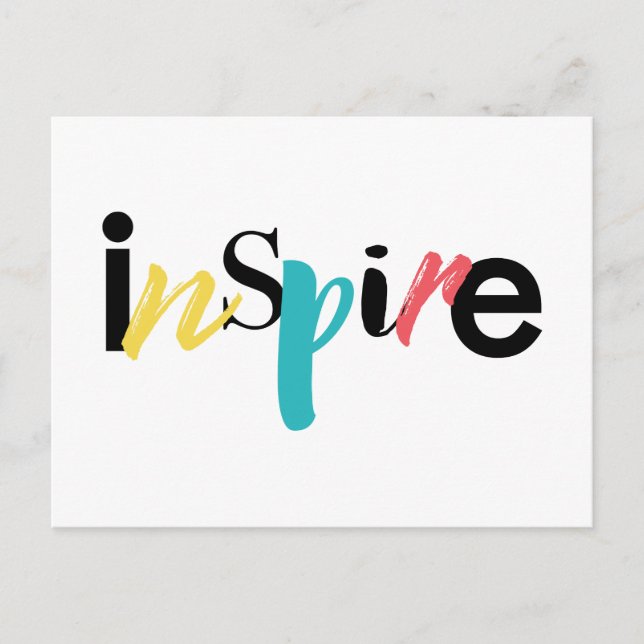 Cheerful, creative, modern typography of Inspire Postcard (Front)