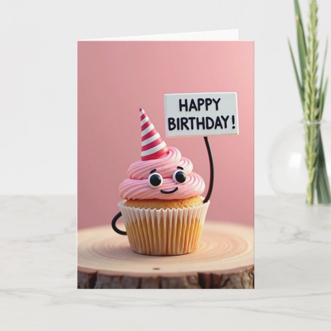 Cheerful Cupcake Birthday Card (Front)