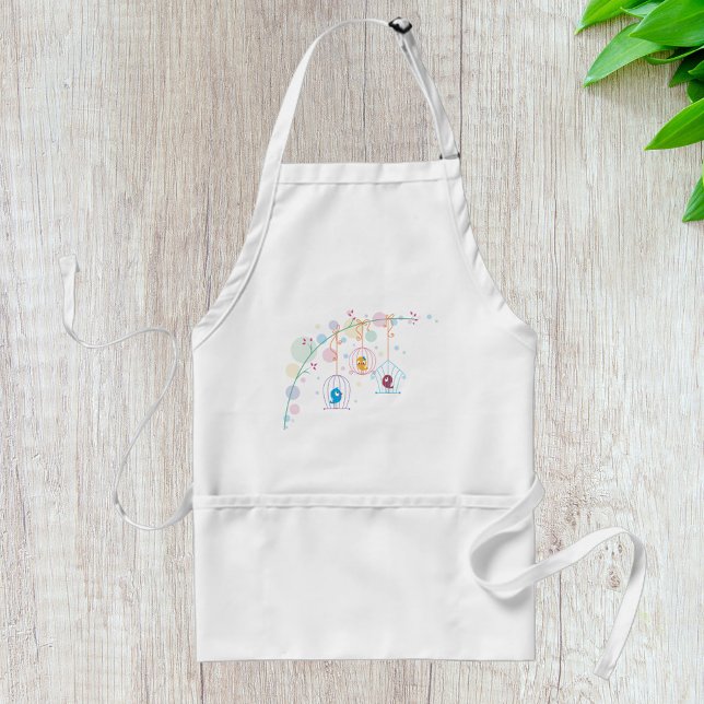 Cheerful Cute Birds In Cages Standard Apron (Creator Uploaded)