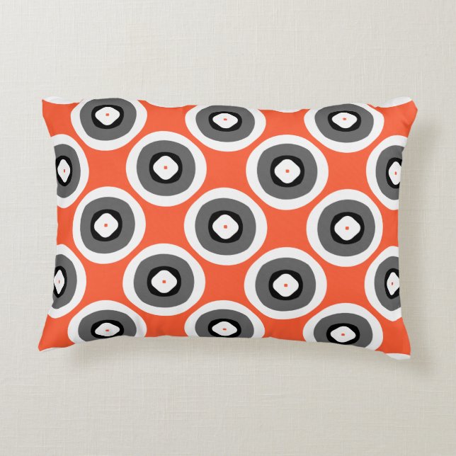 Cheerful Cute Bright Coral Black White Decorative Cushion (Back)