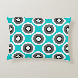 Cheerful Cute Greenish Blue Black White Decorative Cushion