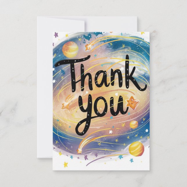 Cheerful Cute Meteor Celestial Thank You Card (Front)