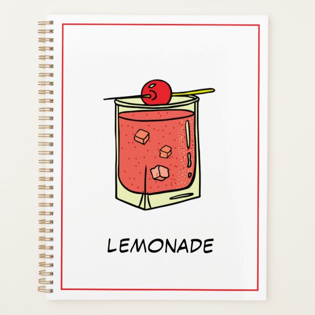Cheerful Cute Modern Fresh Coctail Pink Planner (Front)