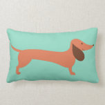 Cheerful Dachshund Lumbar Cushion<br><div class="desc">Decorative pillow featuring a dachshund. Perfect as a housewarming gift or to brighten up a corner of your own home . © Mood 4 Cute</div>