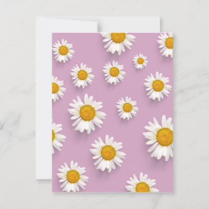 Cheerful Daisy Pattern on Pink Background Postcard