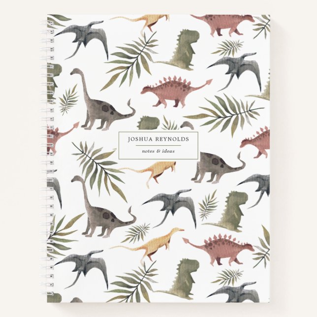 Cheerful Dinosaur Pattern Personalised Journal (Front)