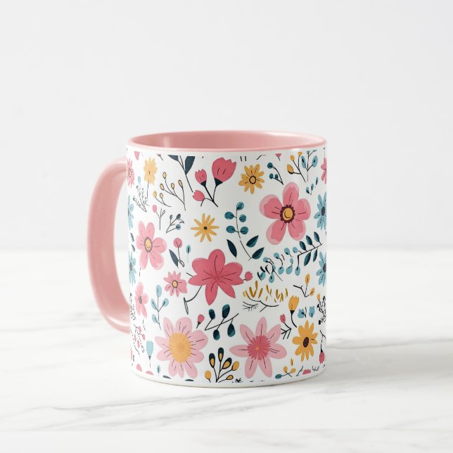 Cheerful Ditsy Wildflower Meadow Mug (Front Left)