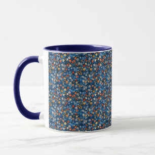 Cheerful Ditsy Wildflower Print Indigo Blue Mug