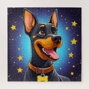Cheerful Doberman Illustration Jigsaw Puzzle