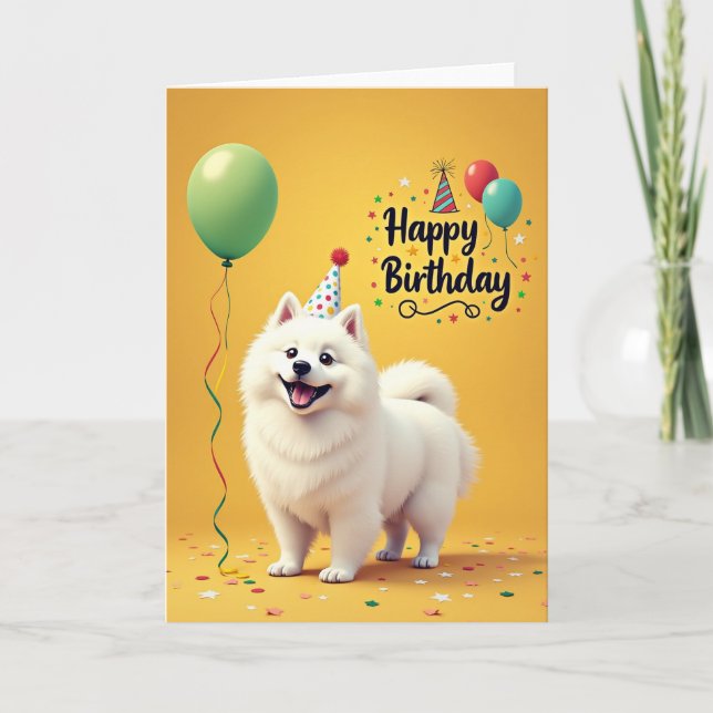 Cheerful Dog Party Hat Card (Front)