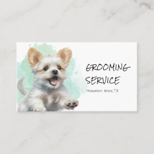 Cheerful Dog Pet Groomer Business Card